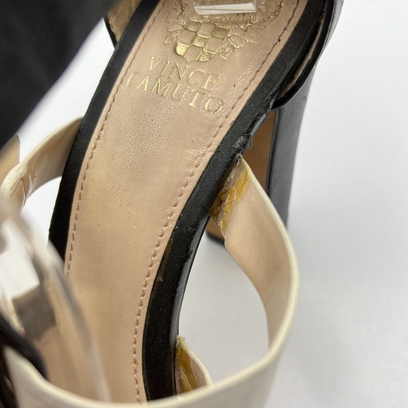 Vince Camuto Adriana Heels Gladiator Sandals Leather White Black Tan Womens 8 M - Picture 7 of 16